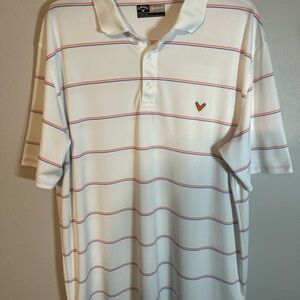 Callaway Opti-Dri Men's White Striped Polo Shirt Size XL